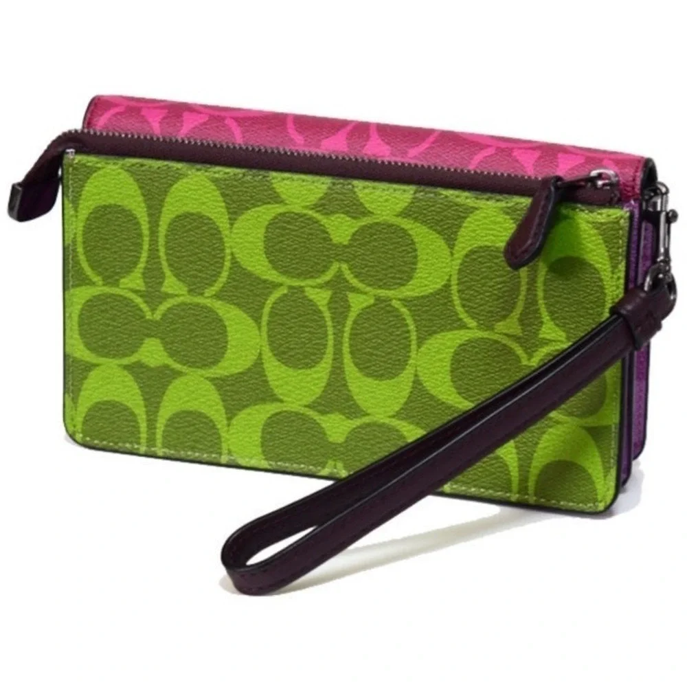 BRAND NEW COACH FOLDOVER WRISTLET IN SIGNATURE CANVAS